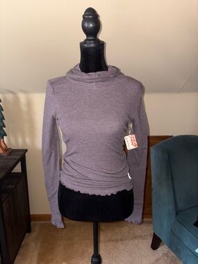 Free People Long Sleeve Ribbed Top in Dusty Mauve